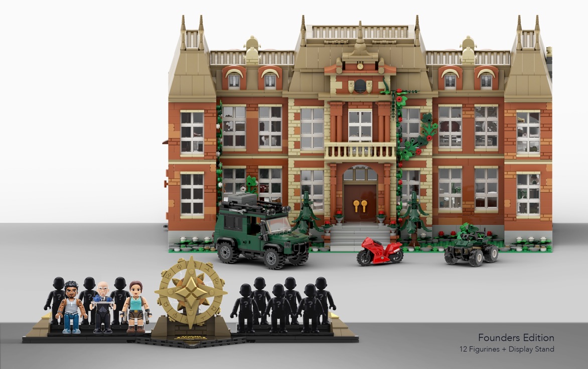 Founders Edition: Croft Manor with its vehicles, twelve figurines and the display stand