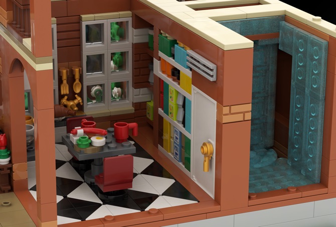 The freezer room in brick, with its walk-in freezer