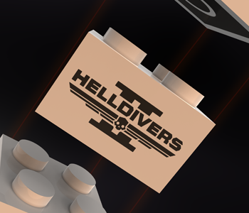 Brick stamped with the Helldivers logo